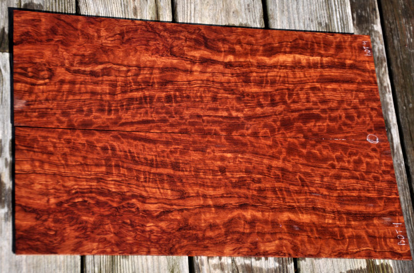 figured Bubinga drop top for guitar or bass 7x21 quilted  